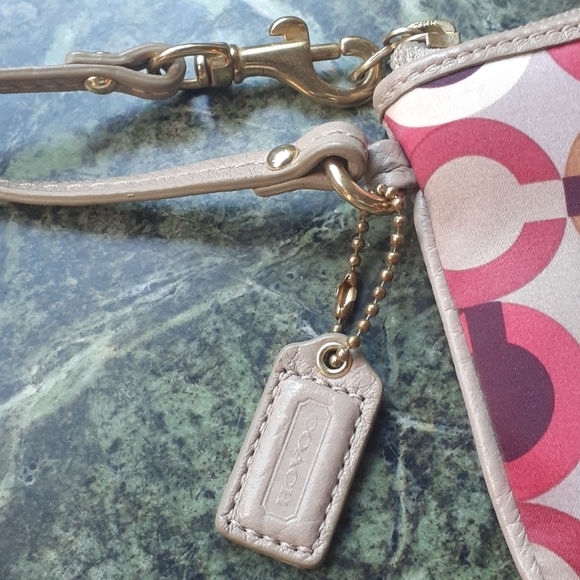 Coach Signature Patterned Leather Wristlet - Picture 5 of 7